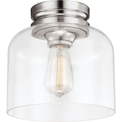 Plafoniera Contemporanea Hounslow Acciaio Nichel Lucido Vetro 1 Luce E27 (1/3)