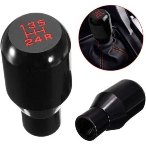 Saline Shifter Adaptateur Universel 5 Vitesses Manuel en Métal Chrome Chrome Pommeau Levier Bâton Stylo Poignée Tête Voiture Style Accessoires（Noir）