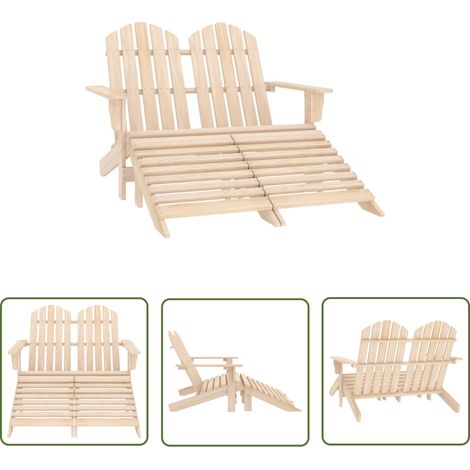 The Living Store Chaise de jardin Adirondack 2 places et repose-pied sapin - Chaises De Jardin - Chaises Adirondack - Mobilier De Jardin - Chaise Extérieure - Chaise Relax (1/5)