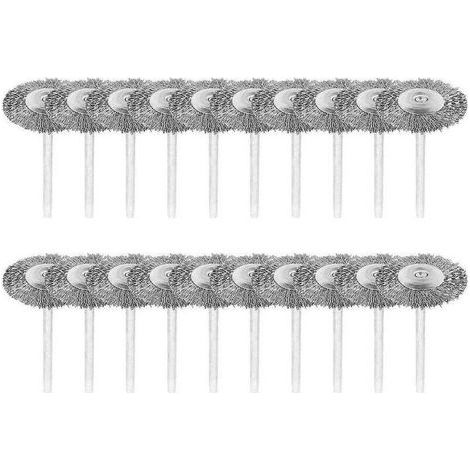 – Lot de 20 brosses métalliques 3 mm – Acier inoxydable pour polissage – Compatible Dremel et outils rotatifs – Nettoyage de surfaces rugueuses (1/5)