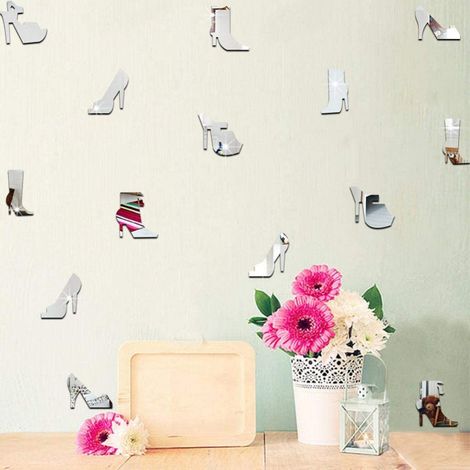 Adorables stickers muraux au style moderne pour la chambre et le salon, décoration murale (Escarpins argentés) (1/5)