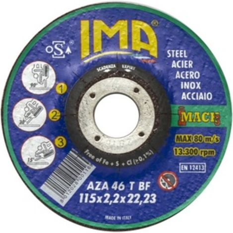 IMA DISCO P/FERRO TAGLIO E SBAVO D 115X2,2 MM- IMA- 25,0 pz