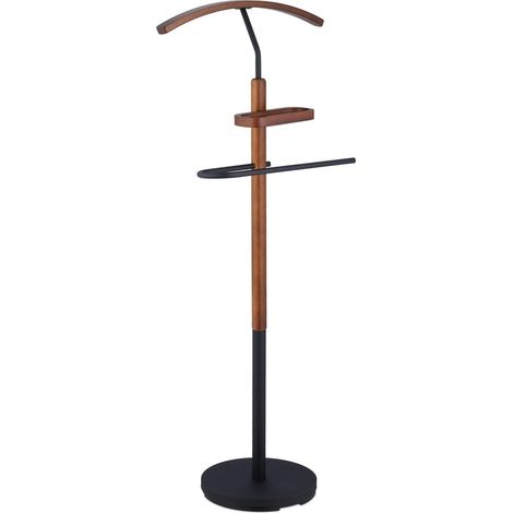 Valet de chambre élégant avec tablette pratique dimensions 116 x 47 x 28 cm rangement accessoires salle à coucher en MDF noir (1/4)