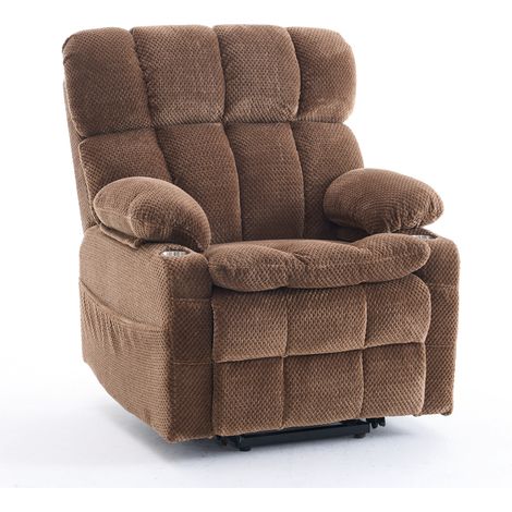 Elektrischer 2-Sitzer-Relaxsessel mit Liftfunktion, TV-Lesesessel für Wohnzimmer, multifunktionales Einzelsofa (Braun) (1/5)