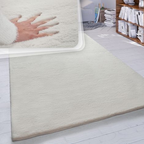 Paco Home Hochflor Teppich Wohnzimmer Kunstfell Super Soft Einfarbig in Versch. Größen und Farben 160x230 cm, Creme