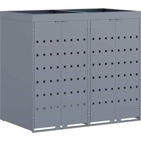 vidaXL  Wheelie Bin Storage for 2 Bins  Light Grey 136 x 77.5 x 121.5 cm
