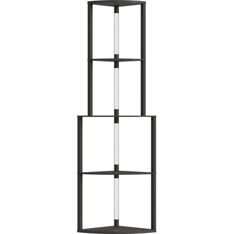 Lampadaire sur pied avec étagères d'angle 4 niveaux, luminosité variable, 55,5 x 39,5 x 163 cm, noir (1/5)