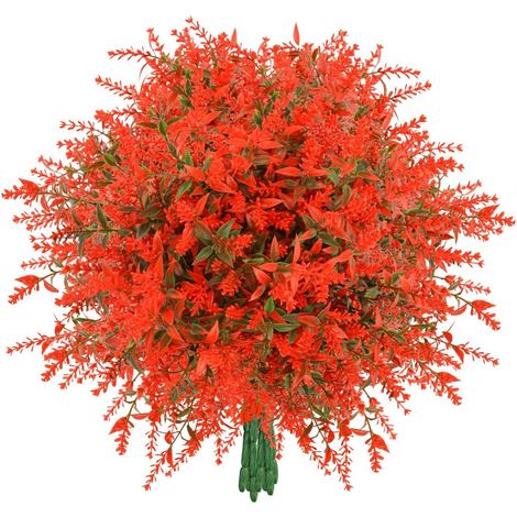 Faux Lavande - Bouquet Artificiel Résistant Aux UV - Pour Décoration Extérieure Et Intérieure - 8 Faisceaux De 7 Branches Chacun (1/5)