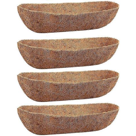Lot de 4 doublures en noix de coco naturelle de 61 cm (24 pouces) pour jardinière murale, panier de fenêtre et terrasse. (1/5)