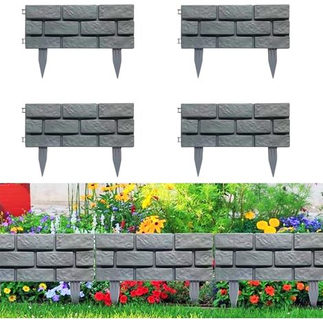 Clôture de jardin grise 4 pièces, aspect brique, clôture de chevet amovible et clipsable, 29.545CM (1/5)