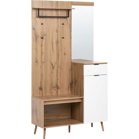 Set da ingresso con porta scarpe e appendiabiti in MDF marrone chiaro Dorval (1/5)