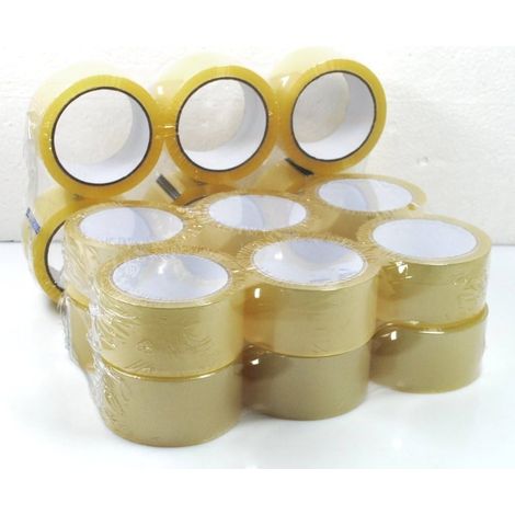 Nastro Adesivo per imballaggio trasparente silenzioso Polipropilene acrilico PPL - 66/132 mt x 50 mm Packaging - 50mm x 66MT (12 Rotoli) (1/4)