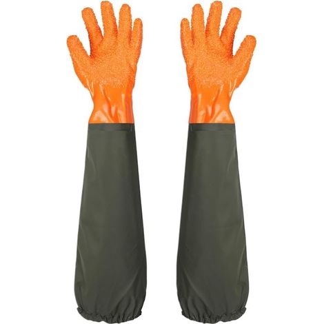 Waterproof frosted gloves, stretchable rubber gloves, pond cleaning gloves, elastic cuffs (1/5)