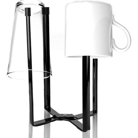 Support multifonction pour la cuisine pliable, égouttoir à bouteilles, égouttoir pliable, égouttoir à bouteilles pour 4 bouteilles (H 21 cm, noir)
