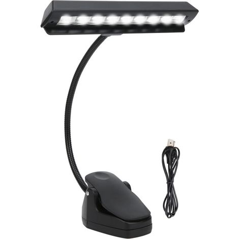 Lampe de pupitre LED rechargeable avec clip ajustable, éclairage professionnel pour musiciens, lampe de bureau USB.