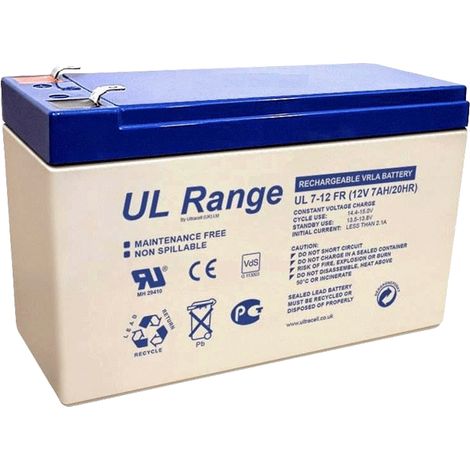 Batterie rechargeable plomb/VRLA 12V 7,2Ah – Courant de décharge max 34,5A – Dimensions 150x65x95mm – Compatible appareils 12V – Ultracell