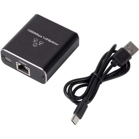 2-Port RJ45 Switch 1000 Mbps 1 zu 2 Gigabit Ethernet Netzwerk-Splitter für Computer, Router, TV-Set-Top-Box - Crezuo