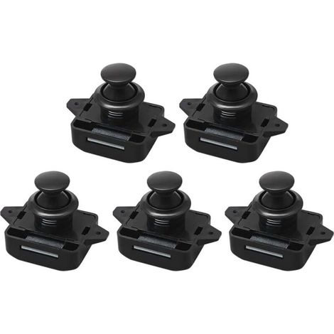 Loquet à bouton-poussoir, Lot de 10 Bouton Poussoir Verrou Armoire Loquet Sans Clé, Loquet à Bouton Poussoir Ajustement 15-18mm épaisseur Bateau Van Yacht (1/4)