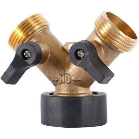 Répartiteur Distributeur en Y 2 Voies pour Tuyau d'alimentation 3/4", Raccord Double Robinet de Jardin,Raccord en Y pour tuyaux d'arrivée d'eau avec robinet d'arrêt pour lave-vaisselle etc H588