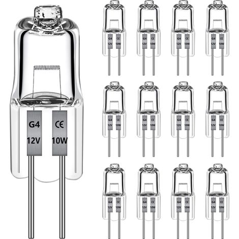 Ampoule Halogène G4 12V 10W Lot de 12,Dimmable Blanc Chaud 2700K,Éclairage Lustre Cristal,Armoire et Plus (1/5)