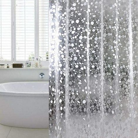 Rideau de douche pour baignoire anti-moisissure imperméable, 100% EVA, 180 x 200 cm avec rideau de douche . 12 anneaux de rideau de douche (1/5)