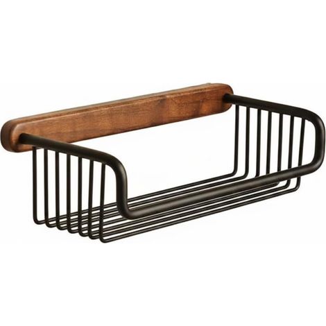 Support double rouleau WC, bois, mural, pour double rouleau (1/5)