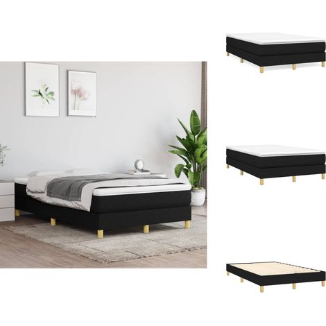 Bettgestell ohne Matratze Schwarz 120x200 cm Stoff - Bettes Gestell - Doppelbett - Boxspringbetten - Lattenrost - Schlafzimmer Möbel (1/5)