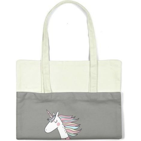 Sac Shopping - Coton - Gris - 34x40 cm - Manche 30 cm - Réutilisable (1/4)