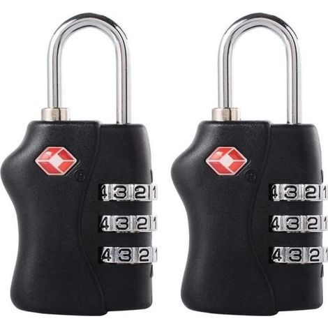 TSA-Gepäckschlösser, 3-stellige Sicherheitsschlösser, Zahlenschlösser, für Koffer, Taschen und Gepäck, Schwarz [2er-Pack] (1/4)