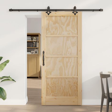 Puerta Corredera Natural y negro 86 x 198,5 cm