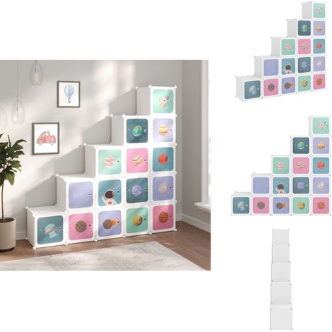 Armoire de rangement pour enfants avec 15 cubes Blanc PP - Meuble Enfant - Rangements Enfants - Armoire Rangement - Étagère Enfant - Organiseur Jouets (1/5)