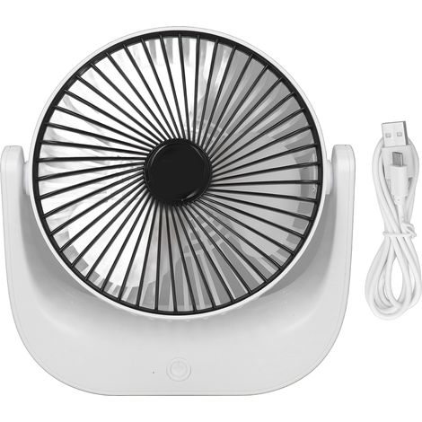 Ventilateur de bureau USB rechargeable, mini, silencieux, 3 vitesses, ventilation puissante, portable, idéal pour les chambres d'étudiants (noir).-AquaForge (1/5)