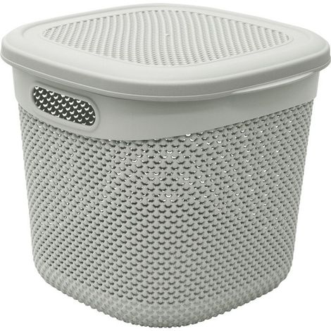 Droplette Design Plastic Storage Basket, 15L, Ice Grey