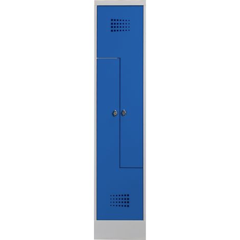 STIER Z-Garderobenspind Premium mit Sockel 2 Abteile Drehriegel lichtgrau/enzianblau (1/4)