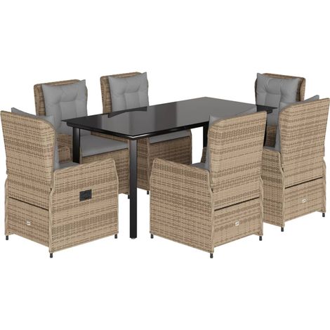 Maison Exclusive - Set da Pranzo da Giardino 7 pz con Cuscini Beige in Polyrattan (1/5)