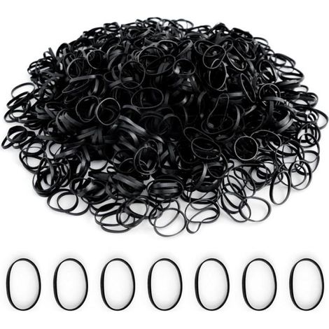 1000Pcs Elastique Cheveux Noirs,Petits Élastiques Cheveux,Accessoires Coiffure En Femme,Fille Pour Tresses Et Coiffures Diy (1/5)