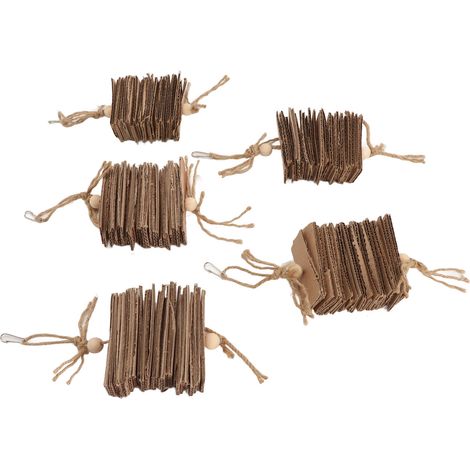 Lot de 5 jouets à mâcher en carton pour perroquets, résistants aux morsures, pour conures grises d'Afrique, petits cacatoès et autres oiseaux. Couleur bois. (1/5)