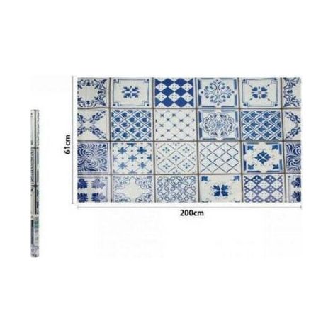 Rouleau de papier peint adhésif 61 cm x 2 m Bleu Majolique 70856 -