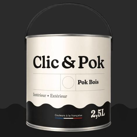 Peinture Bois Extérieur – POK BOIS - 2,5L - RAL 9004 - Noir de sécurité- Résistante aux intempéries - Ne s'écaille pas