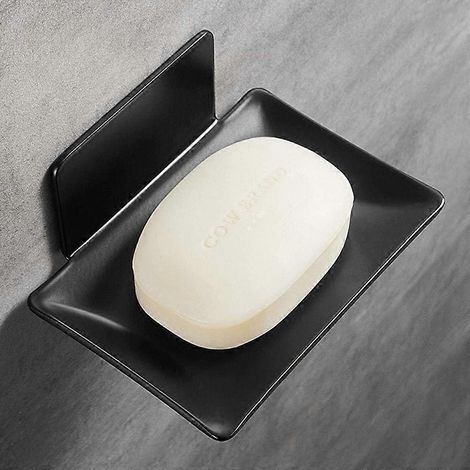Porte-savon pour salle de bain, porte-savon en barre avec bac d'égouttage, porte-savon mural de douche, distributeur de savon autocollant à 4 emplacements (gris anthracite) (1/5)