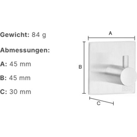 Smedbo Haken. Schwarz. Selbstklebend. 45 x 45 mm. BB1105