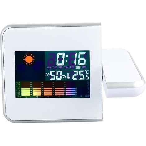 Projektorwecker fürs Schlafzimmer, Digitaluhr mit 180° drehbarem Projektor, hellem LED-Display, USB-Ladegerät, Schlummerfunktion, Thermometer und Hygrometer, digitaler Wecker fürs Schlafzimmer.
