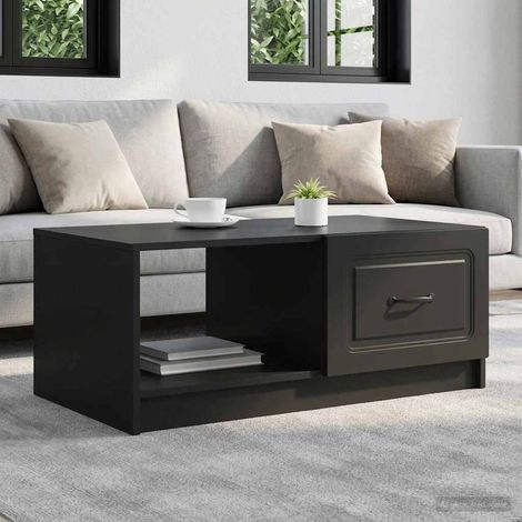 Table basse avec rangement 2 compartiments Noir 90 x 50 x 37 cm bois d'ingénierie - PANGIVO (1/5)