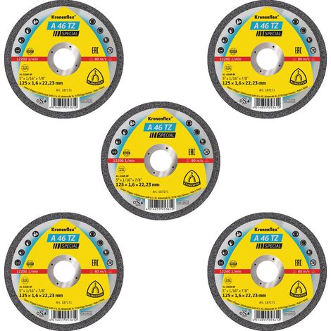 Lot de 5 Disques à tronçonner, Type A 46 TZ, 125x1,6x22,23 mm (1/2)