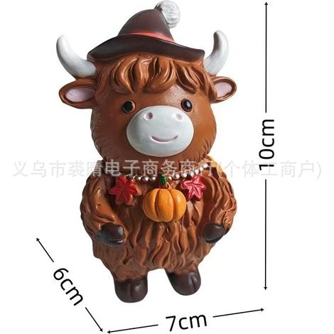 New Arrival Cute and Adorable Highland Bull Decorative Ornament for Christmas, Home, Patio, and Halloween - A Thanksgiving Little Cow -