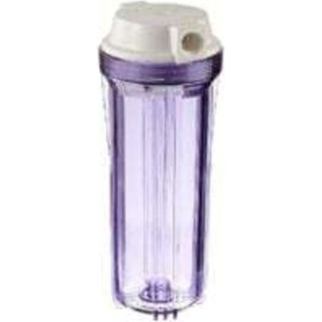 Boîtier transparent avec couvercle plat blanc, adapté aux systèmes d'osmose inverse et de filtration,