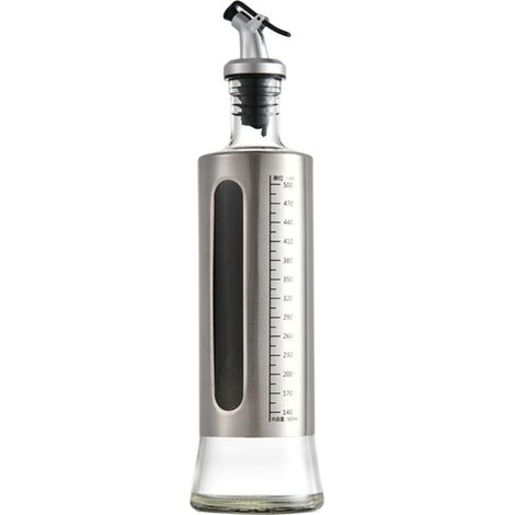 Bouteille Distributeur Huile - Verre Et Acier Inoxydable - Échelle De Mesure - 200 ml 300 ml Ou 500 ml (1/3)
