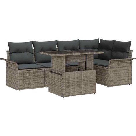 Maison Exclusive - Set Divano da Giardino con cuscino 6 pcs Grigio polyrattan