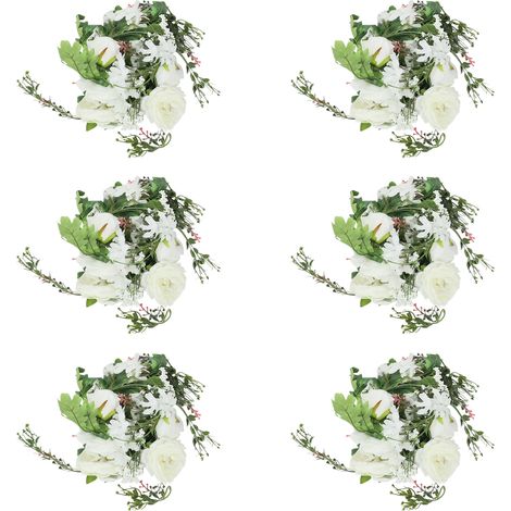 Lot de 6 guirlandes de fleurs artificielles blanches, guirlande de roses en tissu soie, décoration pour arche de mariage, centre de table, jardin et balcon, 1,8 m (1/5)