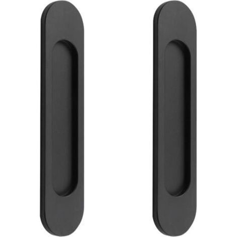 2 poignées de porte coulissantes ovales auto-adhésives en alliage d\'aluminium noir mat sans perforation pour portes coulissantes, fenêtres d\'armoires Longueur 148cm (1/5)